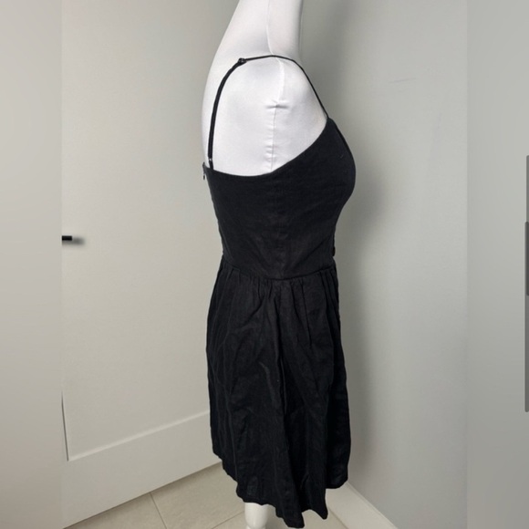 Reformation Velma Linen Dress in Black/Size 6 - Picture 6 of 11